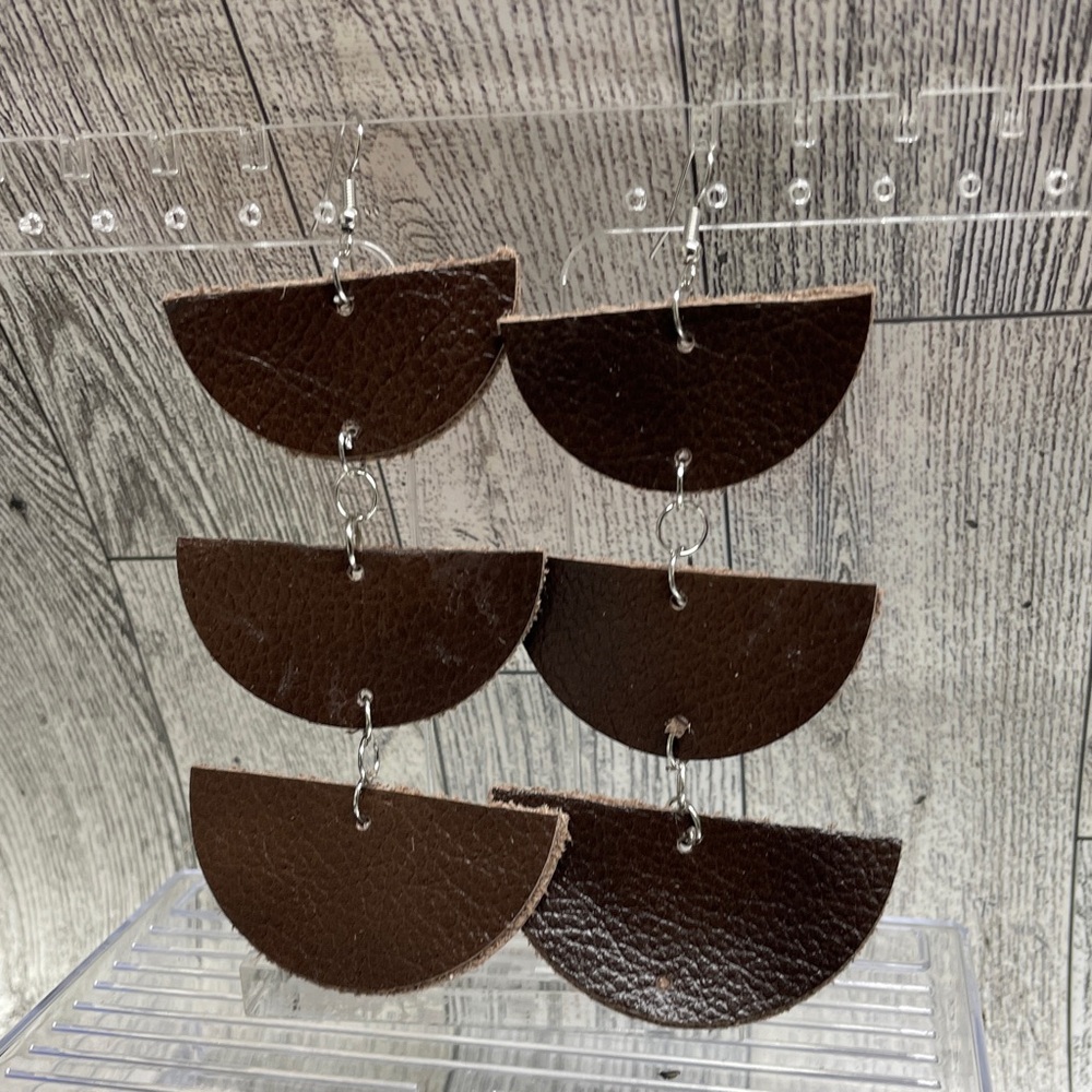 Leather Half Full Statement Earrings